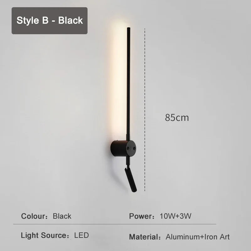 Minimalist nordic LED wall light with switch for reading - vue 10 sur 12