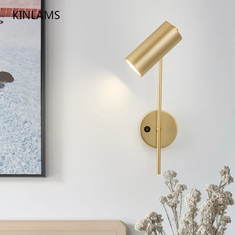 Applique murale rotative moderne salon fond applique murale LED lumière chambre chevet lumière allée longue pôle interrupteur lampe - vue 2 sur 10