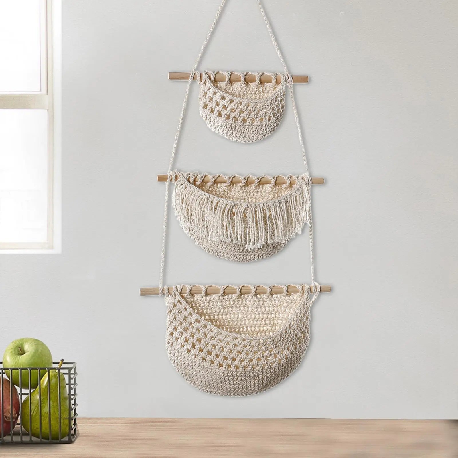 paniers suspendus boho pour fruits et légumes polyvalents - vue 3 sur 9
