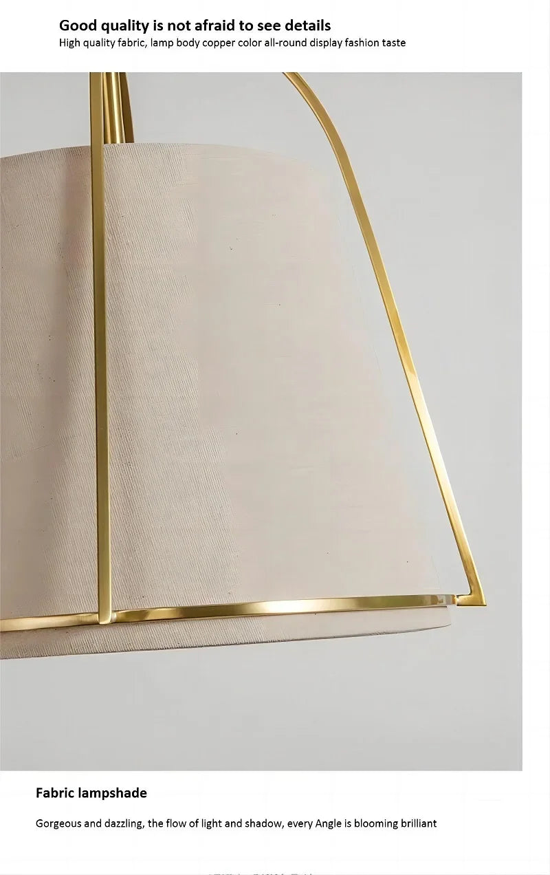 lustre vintage en tissu pour bar restaurant led - vue 7 sur 7