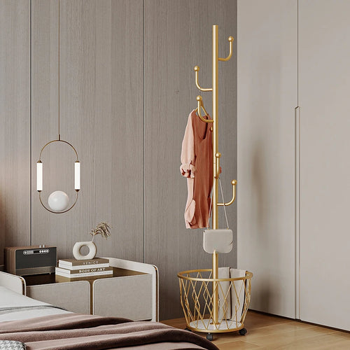 cintre à vêtements moderne avec étagère mobile à roulettes - vue 4 sur 12