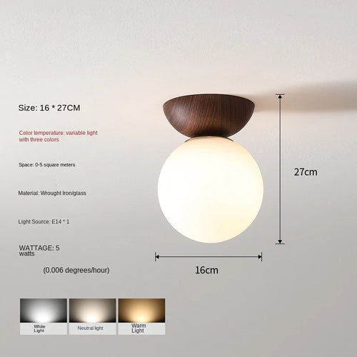 Plafonnier moderne LED en bois arrondi design - vue 11 sur 10