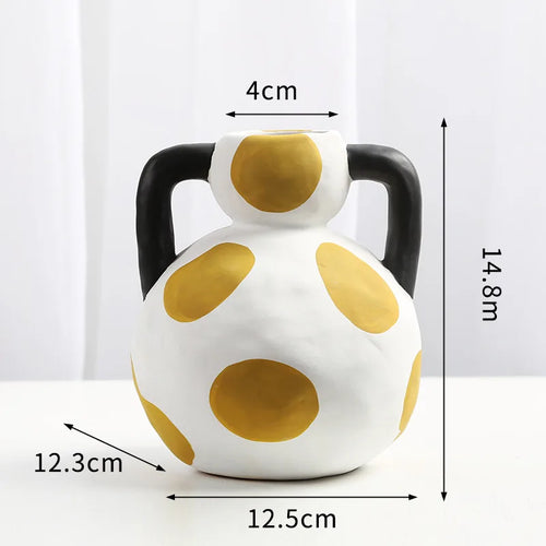 Hand-painted Milk Pot Ceramic Vase, Living Room, Porch, Desktop, Flower Arrangement Container, Homestay Decoration Handicraft - vue 9 sur 9