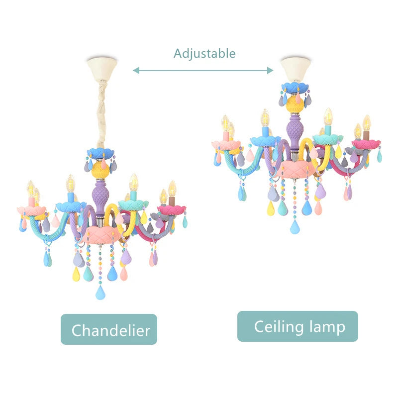 lustre cristal bougie deco intérieur led suspendue - vue 6 sur 13