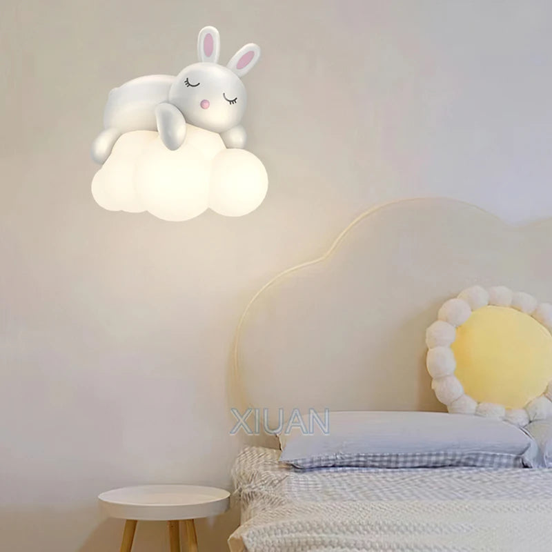 Applique murale ours polaire en forme de nuage blanc