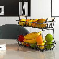 panier de rangement rectangulaire à deux niveaux pour fruits et légumes