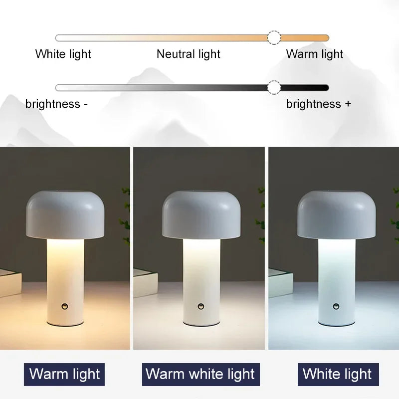 lampe de table champignon sans fil rechargeable variable type c - vue 4 sur 11