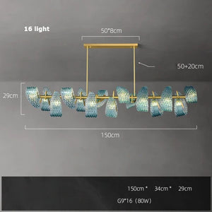 lustre suspension led en verre cristal pour éclairage