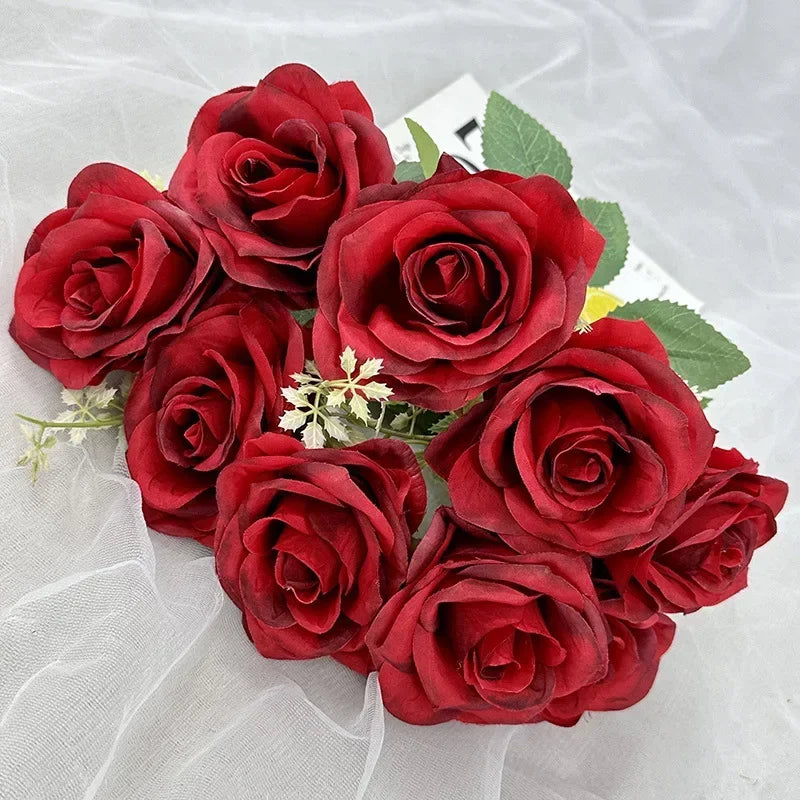 bouquet de roses artificielles en soie pour décoration de mariage - vue 7 sur 15
