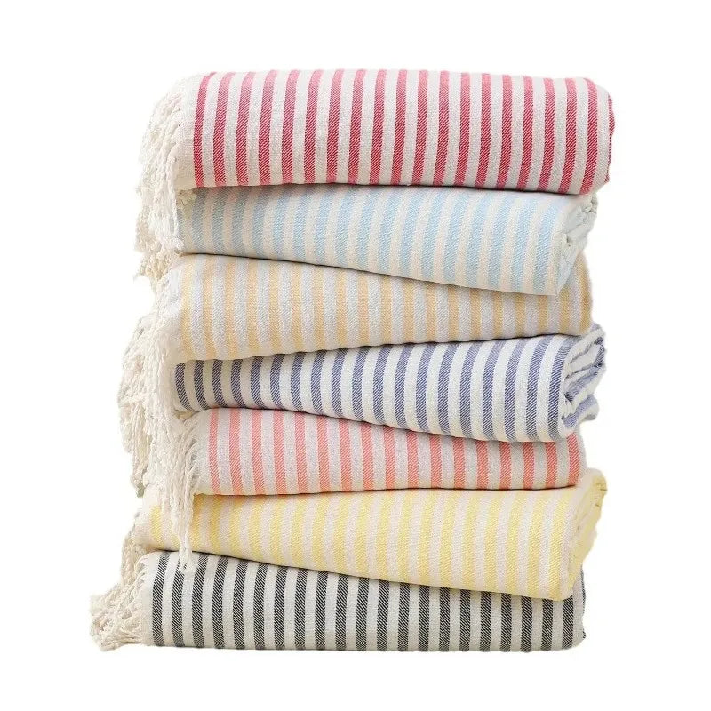 serviette de plage turque xl franges rayures absorbante - vue 2 sur 7