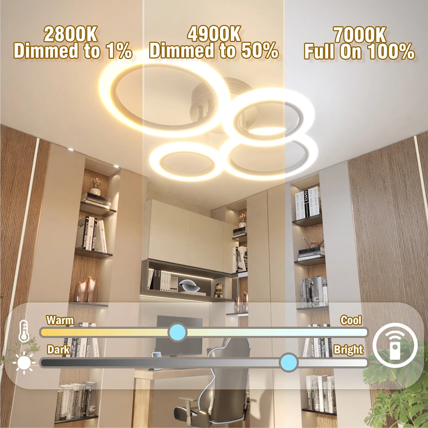 Plafond moderne à LEDs lampe luminosité continue dimmable télécommande plafonniers pour salon chambre cuisine salle à manger - vue 4 sur 13