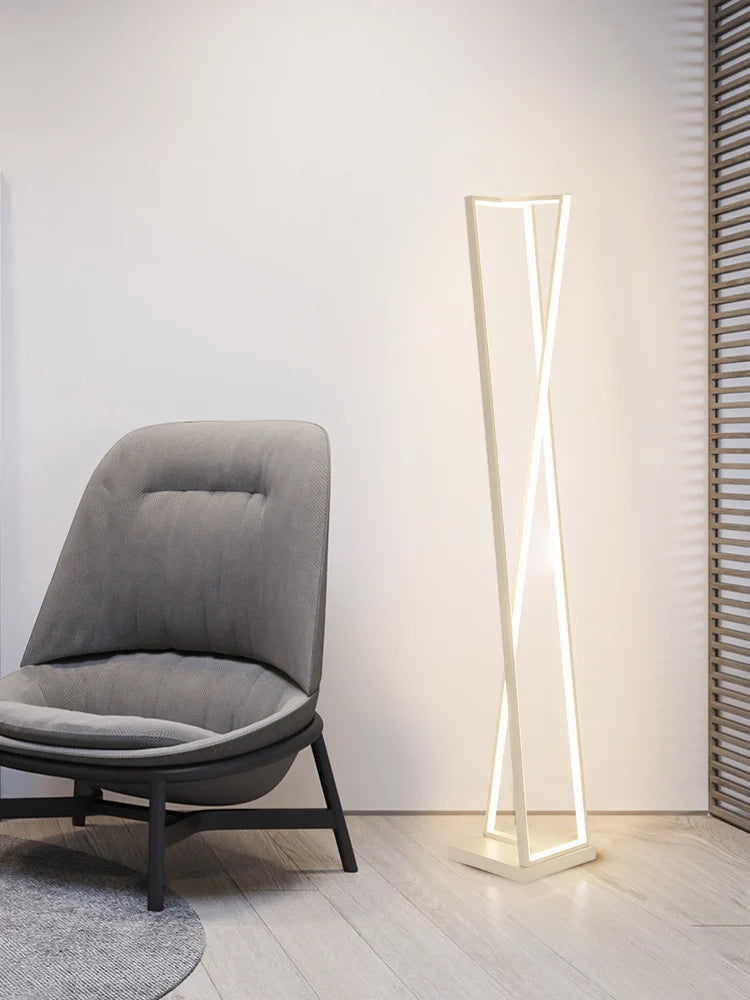 Lampadaire Led à géométrie noire et blanche moderne