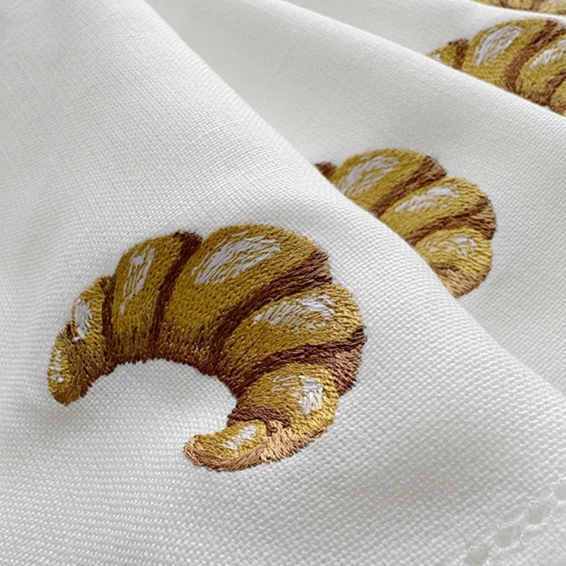 Serviette de table lin brodé motif croissant personnalisable - vue 7 sur 7