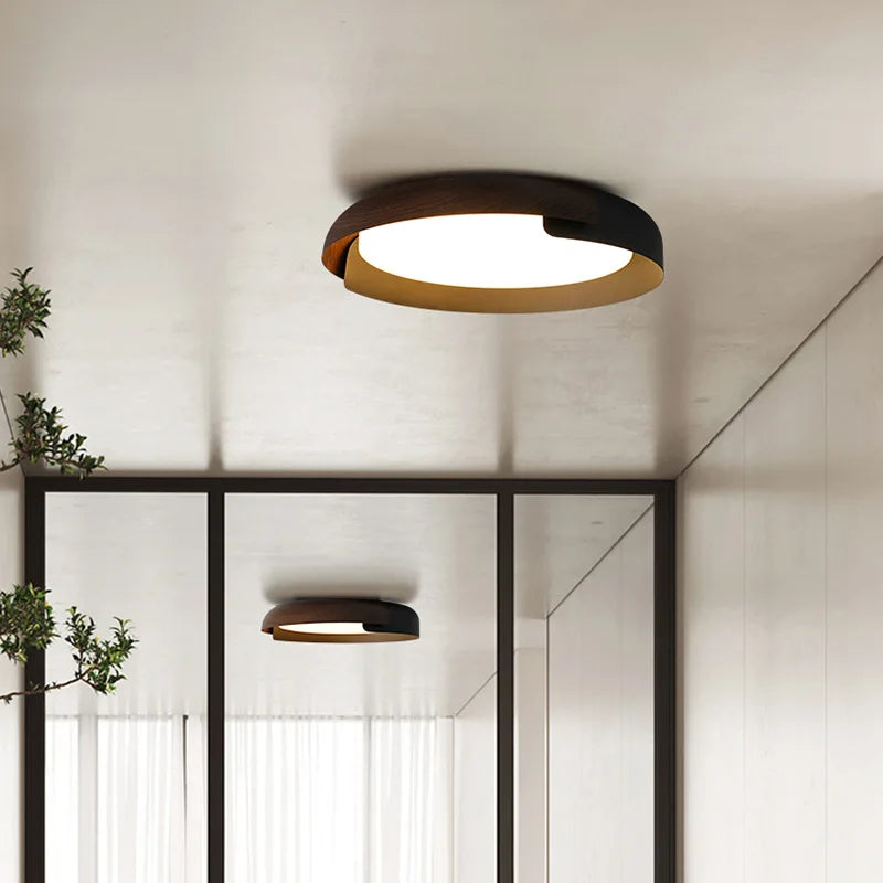 plafonnier nordique en bois pour décoration intérieure et éclairage LED - vue 4 sur 9