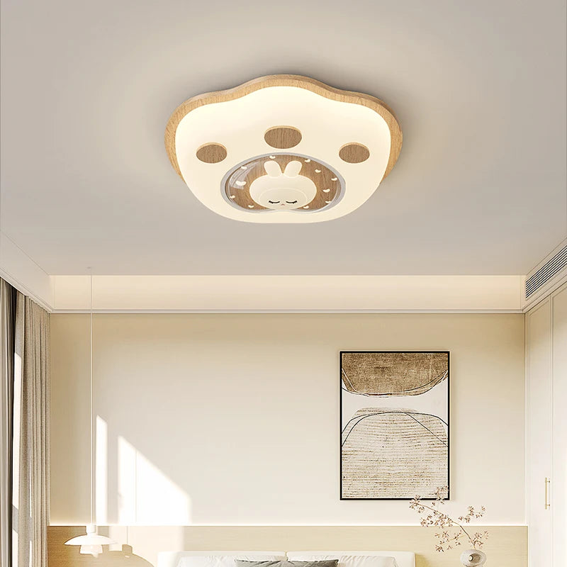 plafonnier nordique led en bois massif avec motifs de cerf et élan - vue 5 sur 9