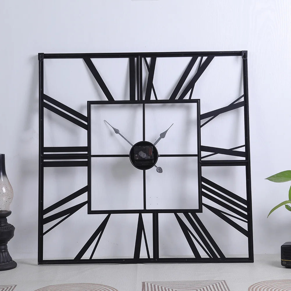 horloge murale moderne 3D rétro carrée chiffres romains décoration silencieuse - vue 7 sur 9
