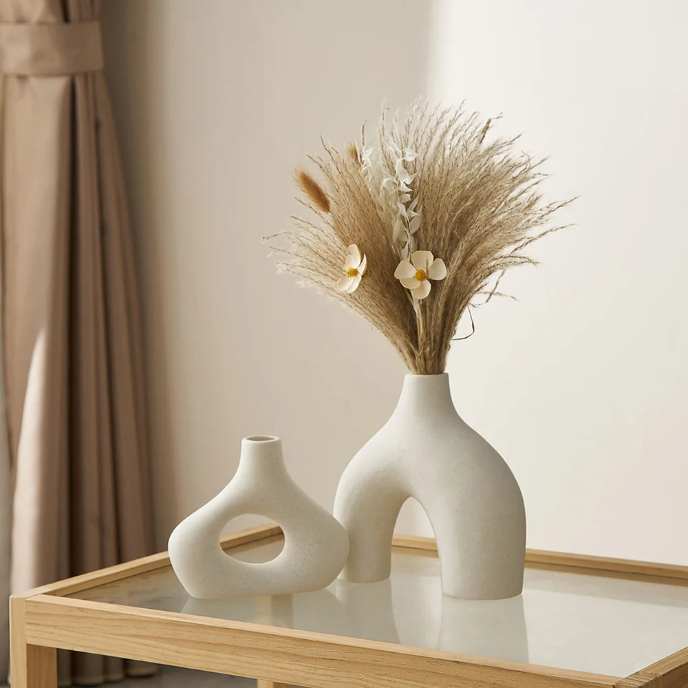 lot de 2 vases en céramique nordique pour décoration moderne - vue 5 sur 7