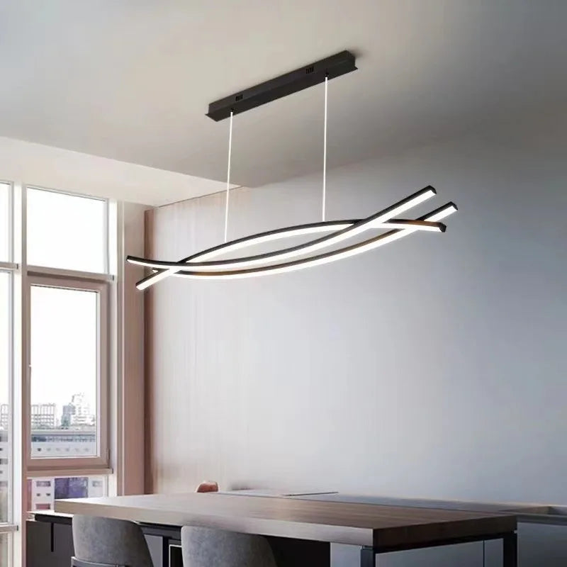 lustre à led en aluminium design moderne réglable en hauteur - vue 4 sur 8