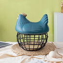 Ceramic Egg Storage Basket, Living Room, Fruit, Garlic, Hollow Metal Hen Shaped, Kitchen Organizer