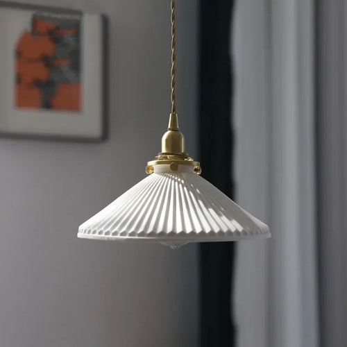 Minimalist Japanese retro ceramic pendant light for interior decoration - vue 3 sur 21