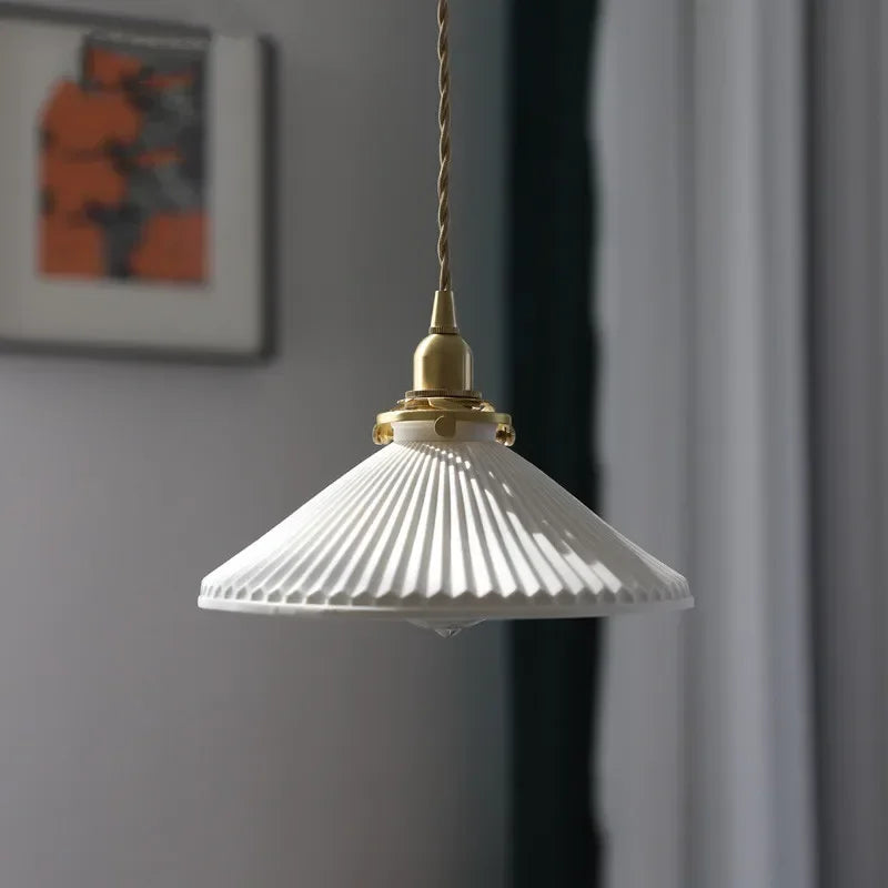 Minimalist Japanese retro ceramic pendant light for interior decoration - vue 3 sur 21