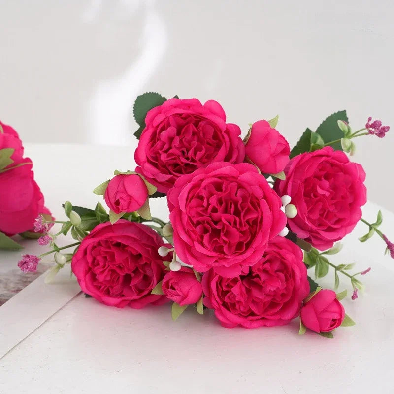 bouquet de pivoines artificielles pour décoration florale intérieure - vue 9 sur 17