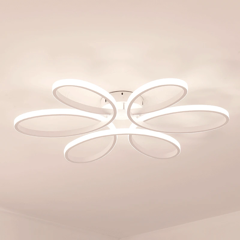 lustre moderne nordique led télécommande en forme de fleur - vue 6 sur 9