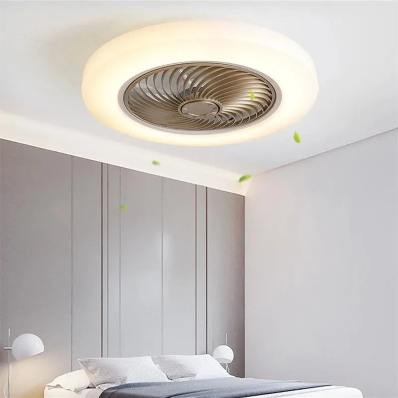 ventilateur de plafond avec télécommande dimmable et lumière LED minimaliste - vue 4 sur 11
