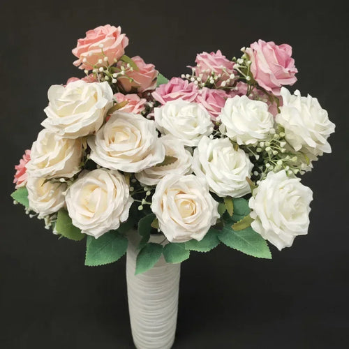 bouquet de roses en soie pour décoration de mariage et fêtes - vue 3 sur 13