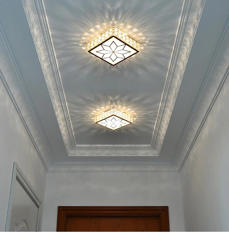 Plafonnier en cristal moderne salon couloir rond plafonnier carré chambre escaliers Vestibule montage en Surface balcon allée - vue 4 sur 8