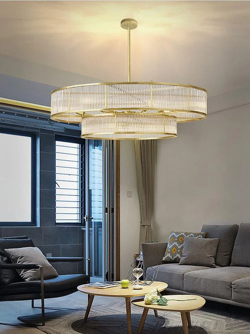 lustre en cristal rétro circulaire design pour décoration intérieure - vue 2 sur 15