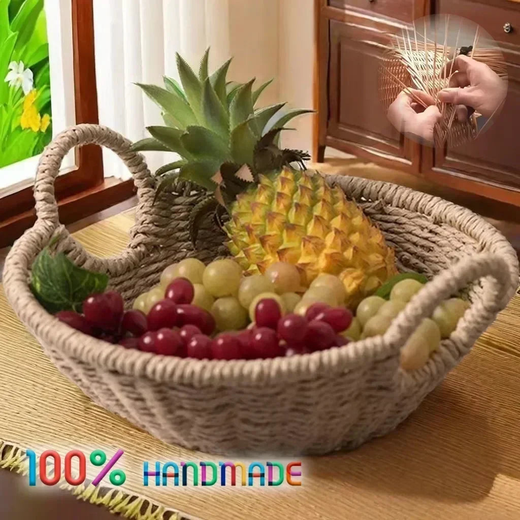 panier de rangement écologique en corde de papier et rotin - vue 4 sur 6