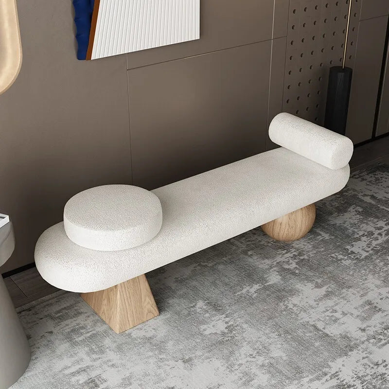tabouret nordique en bois massif pour chaussures et repos - vue 6 sur 27