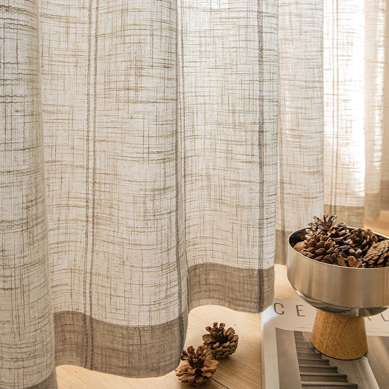 Voilage rideau style japonais rayé pour salon chambre - vue 4 sur 7