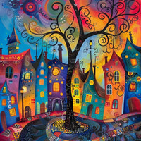 Colourful landscape paint by numbers kit for creative home decor