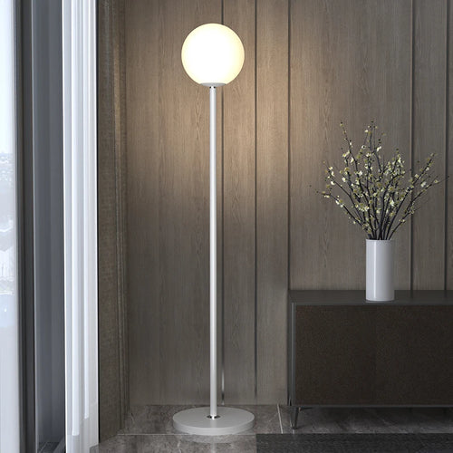 Lampadaire verre moderne blanc noir E27 - vue 5 sur 8