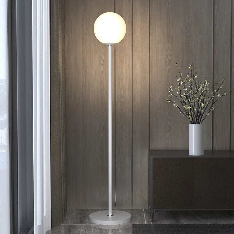 Lampadaire verre moderne blanc noir E27 - vue 5 sur 8