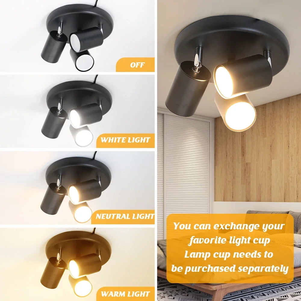 projecteur led de surface avec 3 lumières rotatives pour décoration moderne - vue 8 sur 8