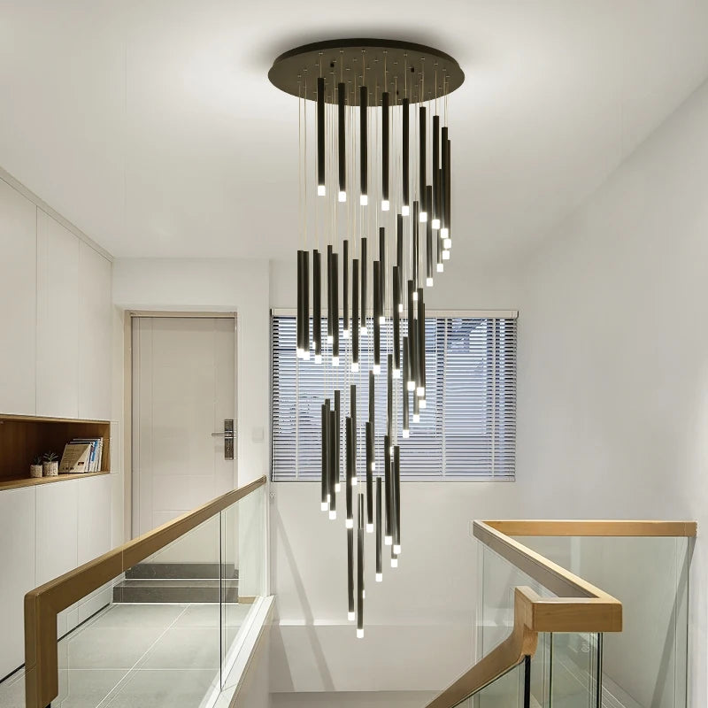 lustre escalier minimaliste moderne duplex rotatif personnalité créative - vue 4 sur 12