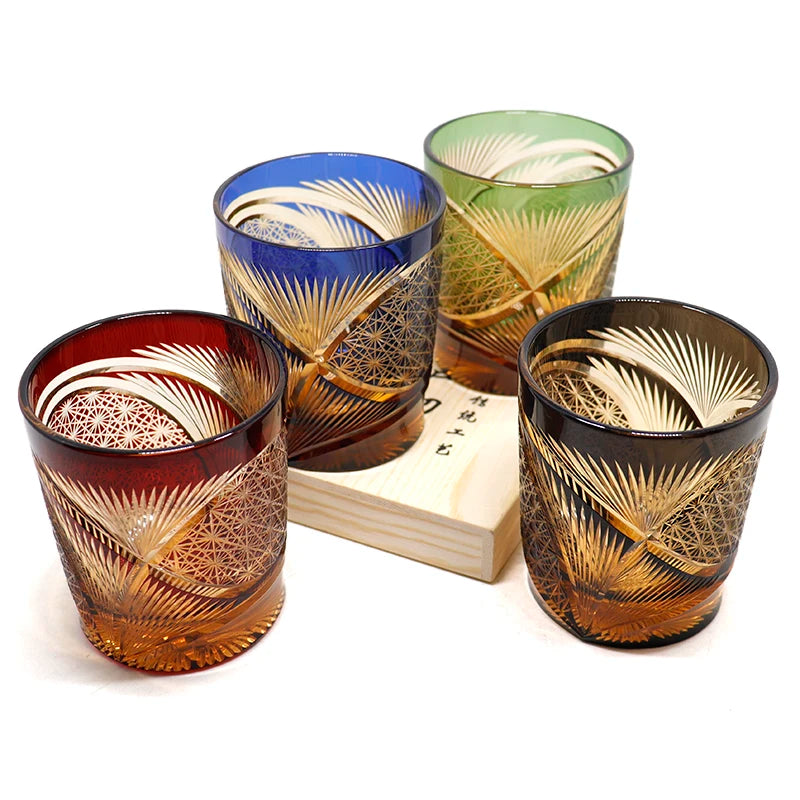Verre whisky style edo kiriko motifs taillés main - vue 5 sur 7