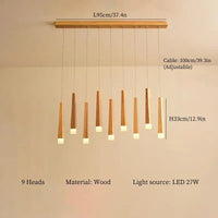 lustre à led en bois nordique pour décoration intérieure