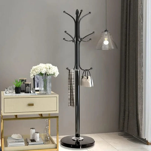 Metal Coat Rack Stand with Natural Marble Base, Free Standing Hall Tree with 12 Hooks for Hanging Scarf, Bag, Jacket - vue 3 sur 9