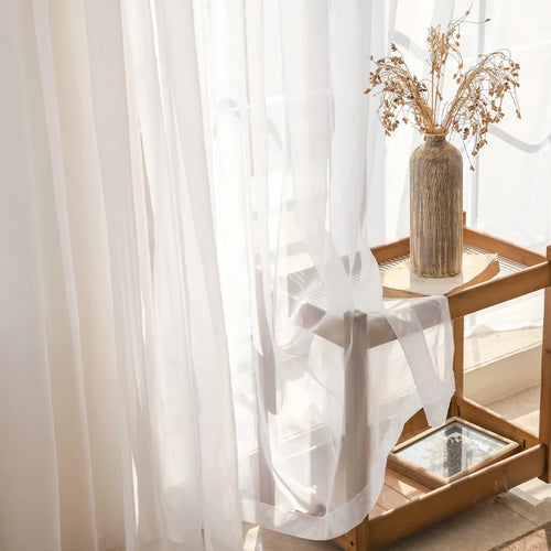 Voilage tulle moderne transparent pour fenêtre salon décoration - vue 4 sur 7