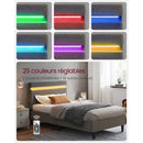 VASAGLE Metal Single Bed, 90 x 190 cm, Bed Frame, with Headboard, LED Lighting, USB and Type-C Port, Modern Style