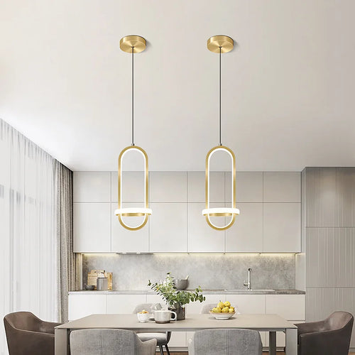 Suspension LED moderne lumières noir/or Lustre Table salle à manger cuisine Lustre lampe suspendue luminaire décor à la maison éclairage intérieur - vue 2 sur 7