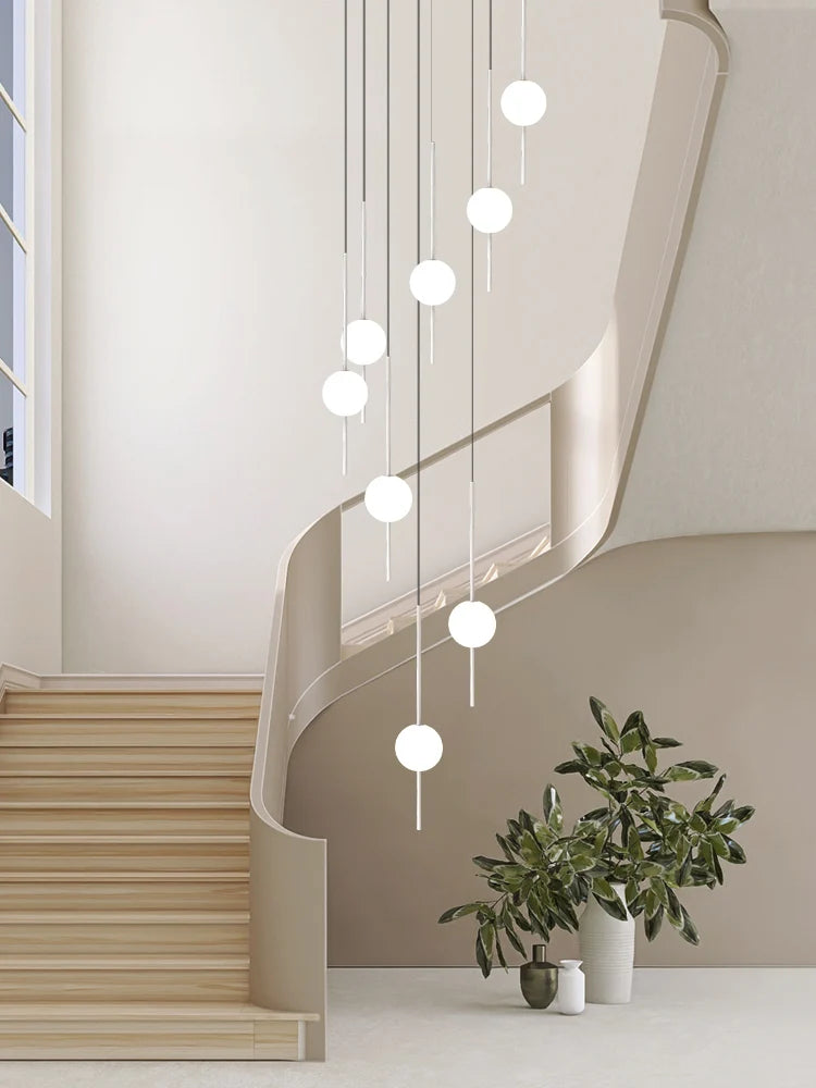 lustre moderne minimaliste creux duplex loft escalier colimaçon villa hôtel - vue 5 sur 14