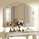 Large Silver Arched Wall Mirror, Silver Glass, Decorative Venetian Accent Mirror, Home Living Room Decor, Bling Beveled Edge