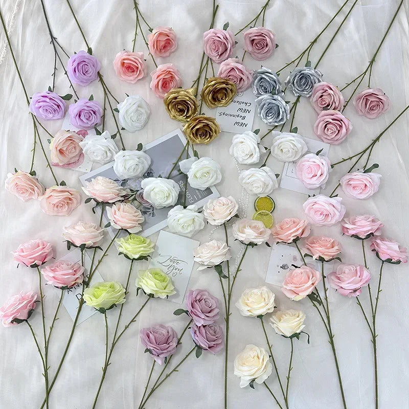 branches de roses artificielles en soie pour décoration élégante - vue 6 sur 40