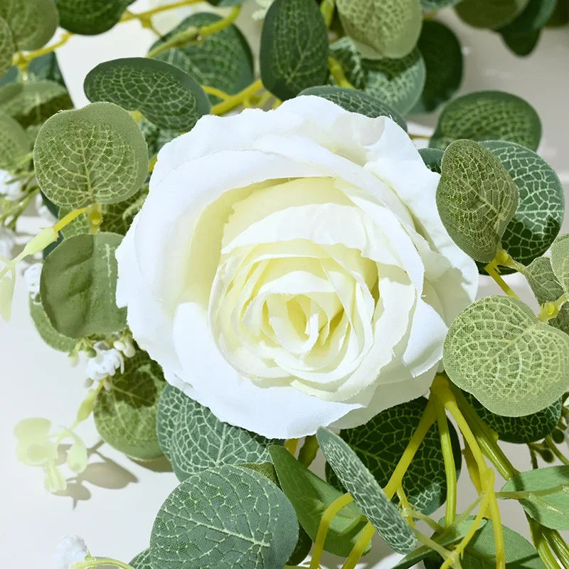 fleurs artificielles roses et plantes vertes pour décoration intérieure - vue 3 sur 6