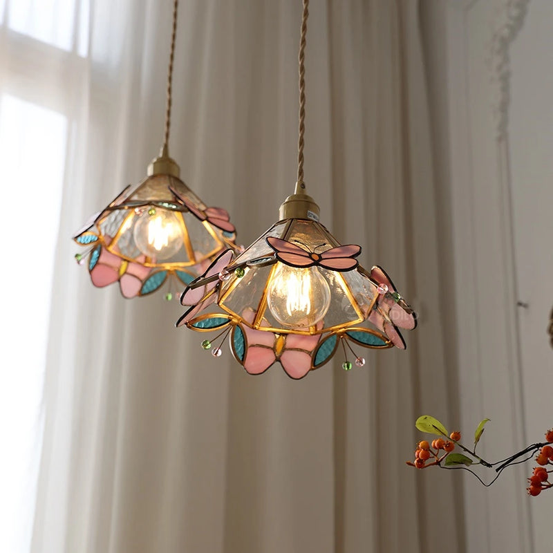 iwhd lampe à main led moderne en verre cuivre papillon